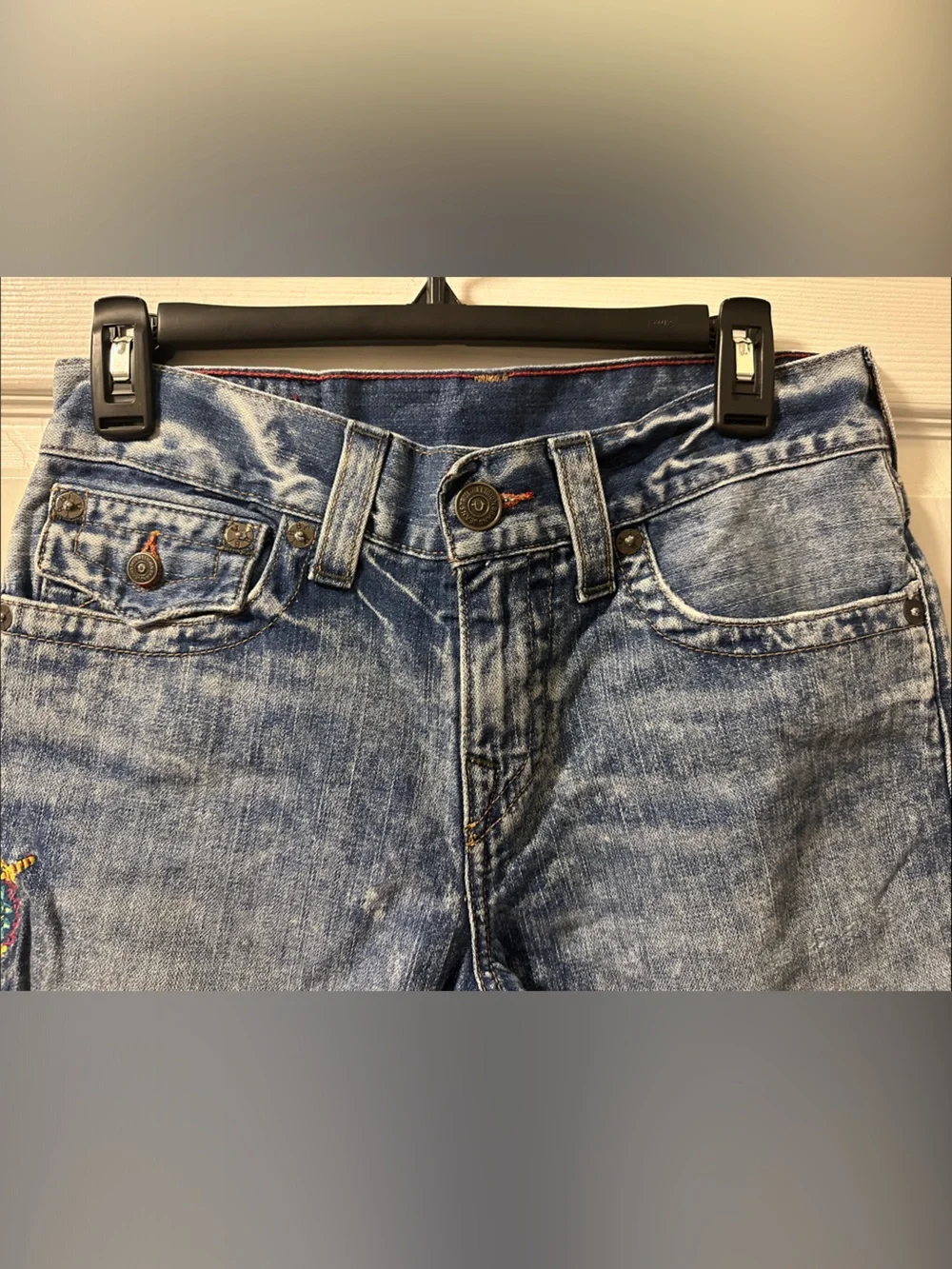 True Religion ‘Ricky’ Relaxed Straight Dragon Embroidered Denim Shorts - Size 28